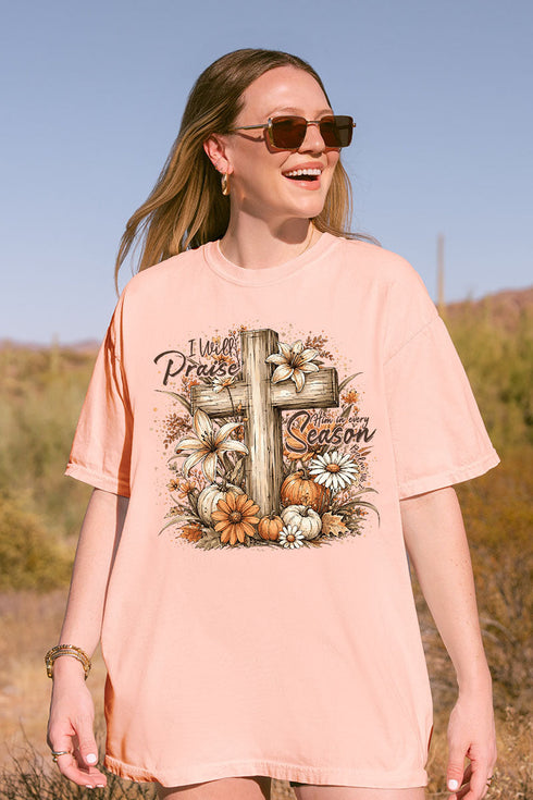 Harvest Praise Cross Comfort Colors Adult Ring-Spun Cotton Tee