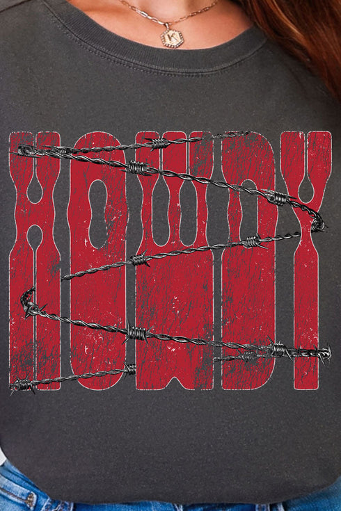 Barbed Wire Howdy Comfort Colors Adult Ring-Spun Cotton Tee