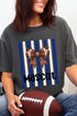Personalized Blue & White Varsity Bow Comfort Colors Adult Ring-Spun Cotton Tee *Enter Mascot Name