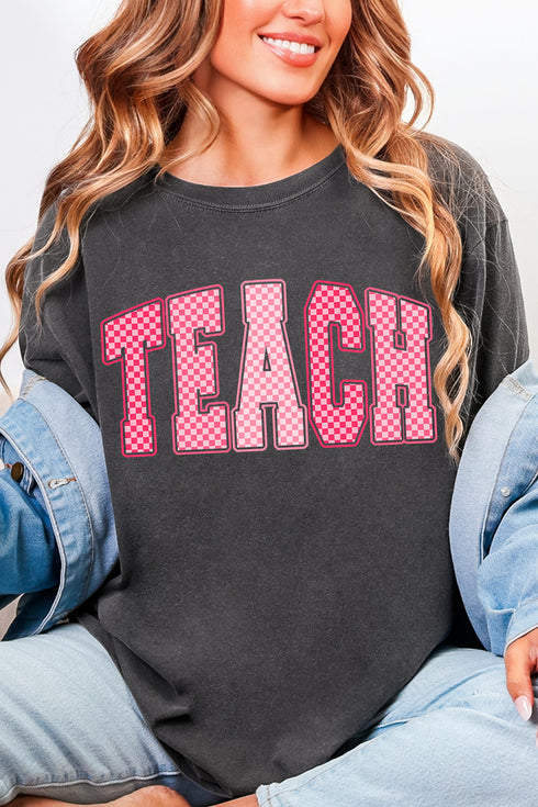 Checkered Teach Comfort Colors Adult Ring-Spun Cotton Tee