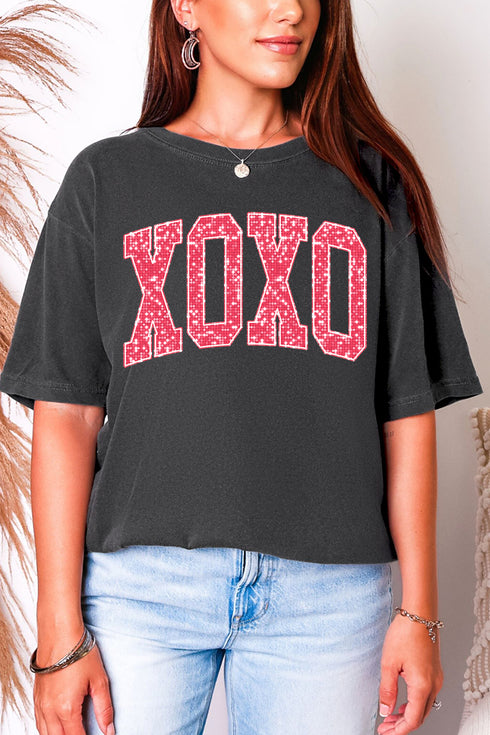 Faux Glitter XOXO Comfort Colors Adult Ring-Spun Cotton Tee