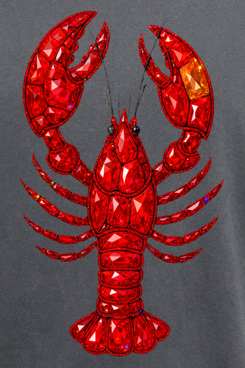 Faux Rhinestone Crawfish Comfort Colors Adult Ring-Spun Cotton Tee