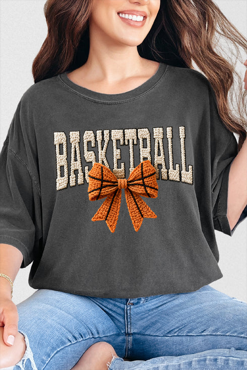 Faux Yarn Basketball Coquette Comfort Colors Adult Ring-Spun Cotton Tee