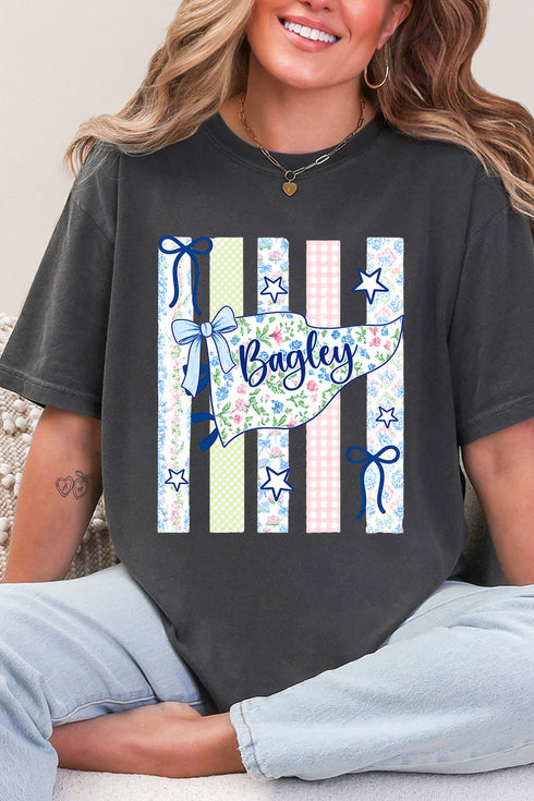 Personalized Floral Pennant Banner Comfort Colors Adult Ring-Spun Cotton Tee