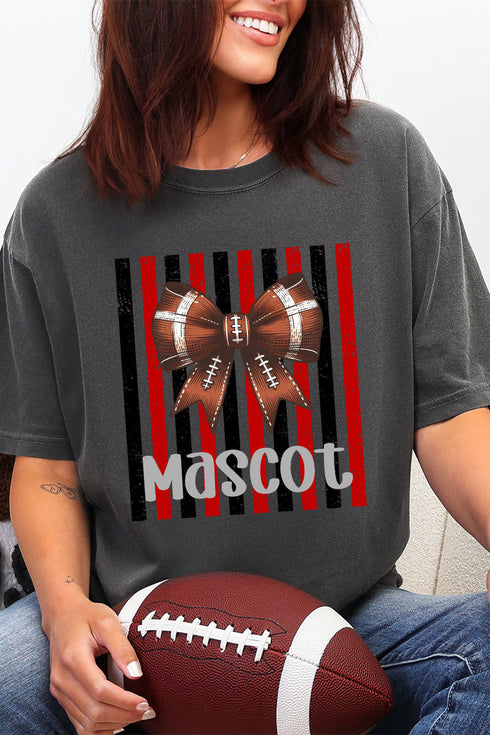 Personalized Red & Black Varsity Bow Comfort Colors Adult Ring-Spun Cotton Tee