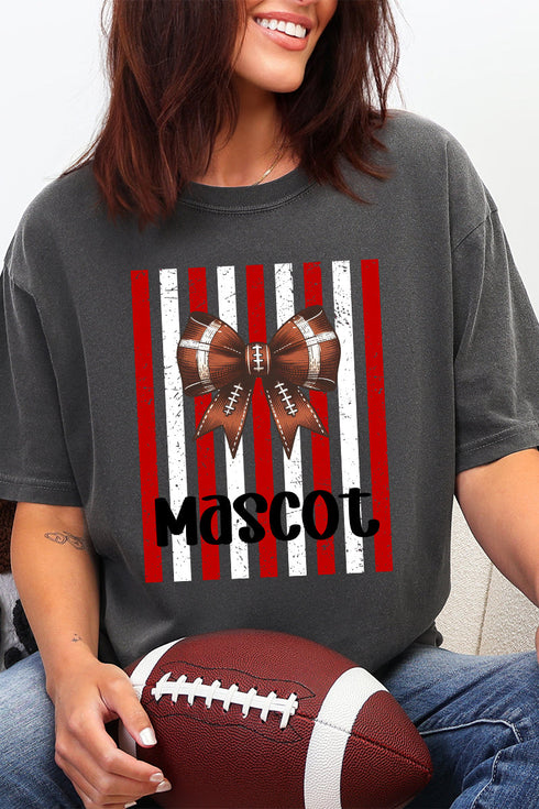 Personalized Red & White Varsity Bow Comfort Colors Adult Ring-Spun Cotton Tee *Enter Mascot Name