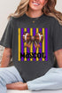 Personalized Purple & Yellow Gold Varsity Bow Comfort Colors Adult Ring-Spun Cotton Tee *Enter Mascot Name