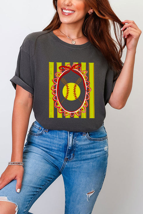 Softball Stripes Comfort Colors Adult Ring-Spun Cotton Tee