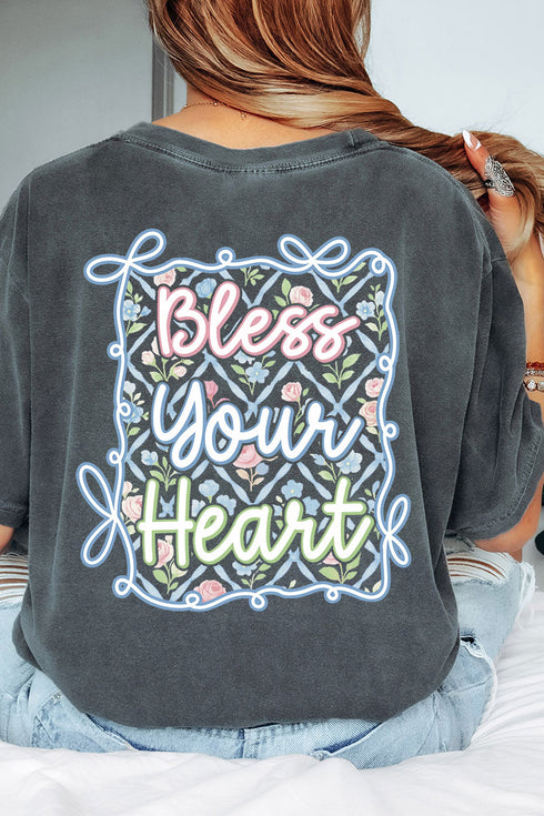 Spring Coquette Bless Your Heart Front & Back Comfort Colors Adult Ring-Spun Cotton Tee