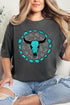 Turquoise Steer Stone Comfort Colors Adult Ring-Spun Cotton Tee