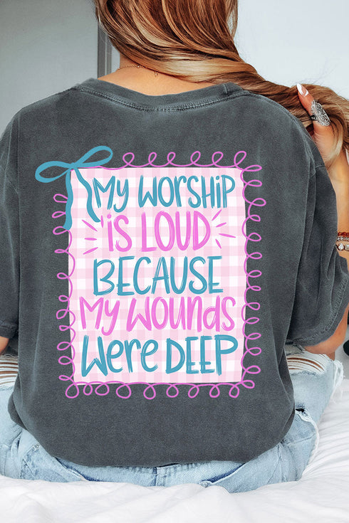 Worship Loud Front & Back Design Comfort Colors Adult Ring-Spun Cotton Tee