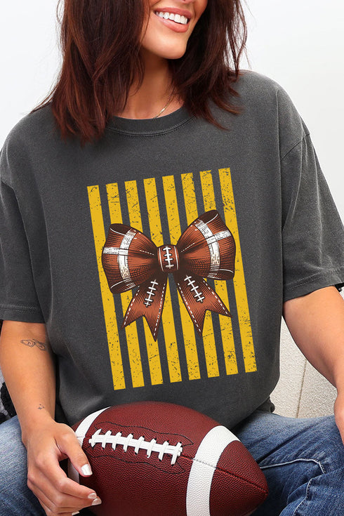 Yellow Gold Varsity Bow Comfort Colors Adult Ring-Spun Cotton Tee