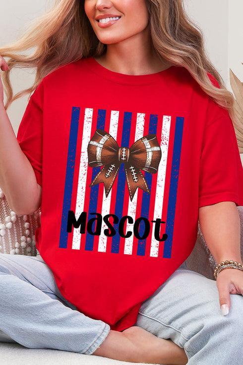 Personalized Blue & White Varsity Bow Comfort Colors Adult Ring-Spun Cotton Tee *Enter Mascot Name
