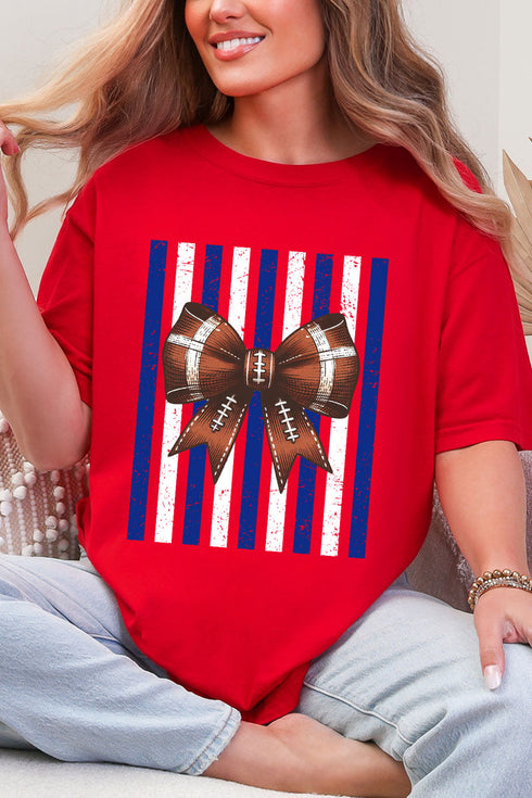 Blue & White Varsity Bow Comfort Colors Adult Ring-Spun Cotton Tee