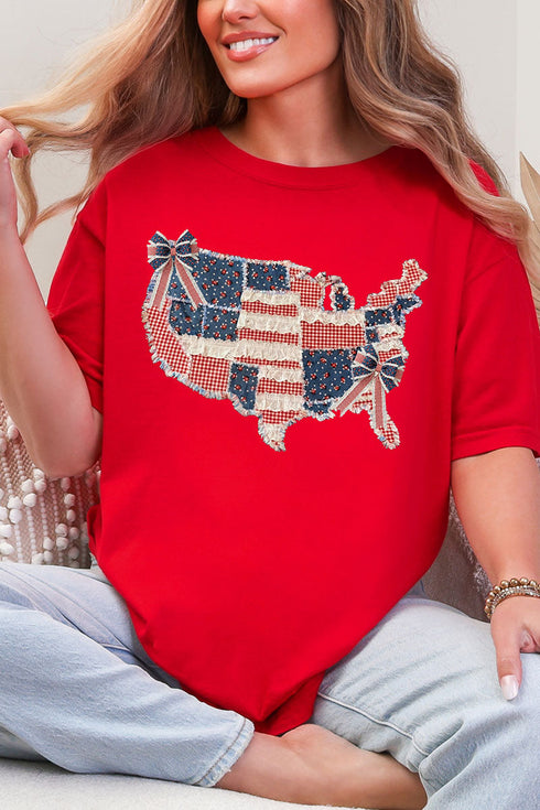 Faux Patchwork USA Map Comfort Colors Adult Ring-Spun Cotton Tee