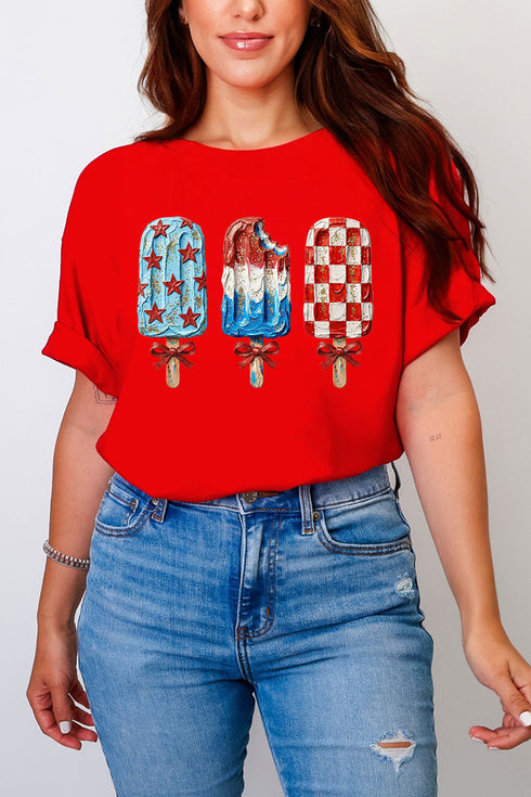 Painted Patriotic Popsicles Comfort Colors Adult Ring-Spun Cotton Tee