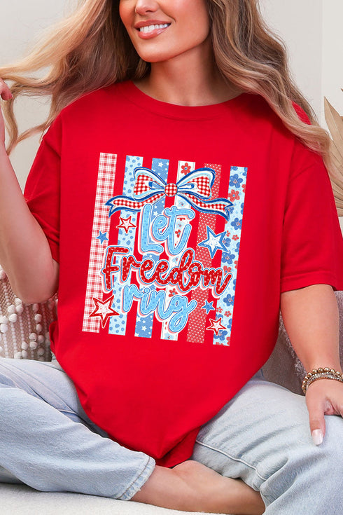 Striped Coquette Let Freedom Ring Comfort Colors Adult Ring-Spun Cotton Tee