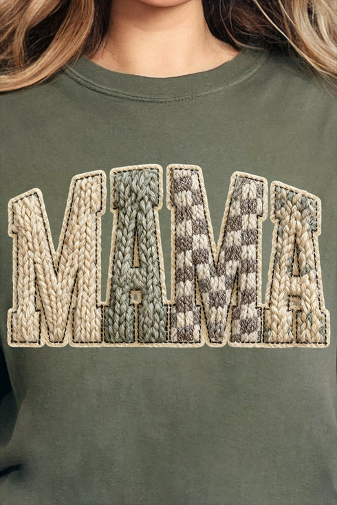 Faux Yarn Check Mama Comfort Colors Adult Ring-Spun Cotton Tee