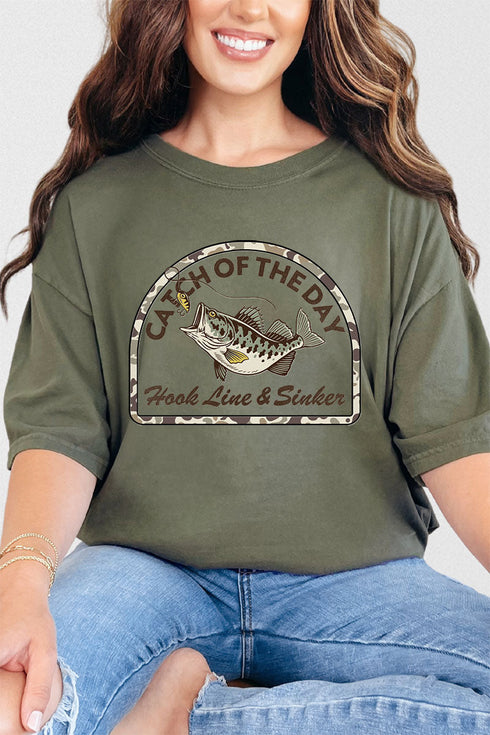 Hook Line & Sinker Brown Comfort Colors Adult Ring-Spun Cotton Tee