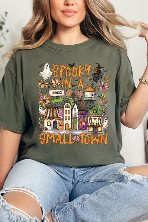 Personalized Spooky In A Small Town Comfort Colors Adult Ring-Spun Cotton Tee *Enter Zip Code