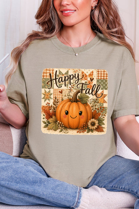 Happy Pumpkin Patchwork Comfort Colors Adult Ring-Spun Cotton Tee