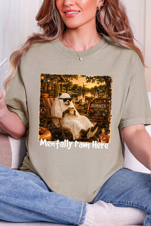 Mentally I Am Here Raccoon Comfort Colors Adult Ring-Spun Cotton Tee