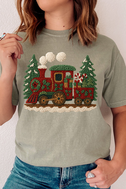 Faux Yarn Mistletoe Express Comfort Colors Adult Ring-Spun Cotton Tee