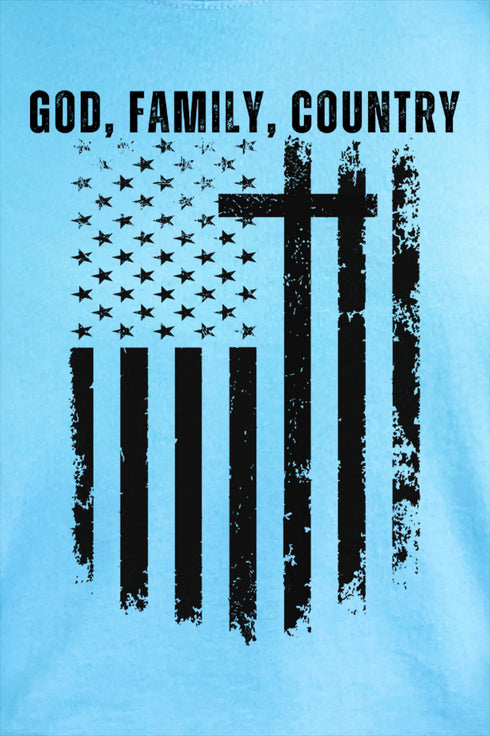 God, Family, Country Comfort Colors Adult Ring-Spun Cotton Tee