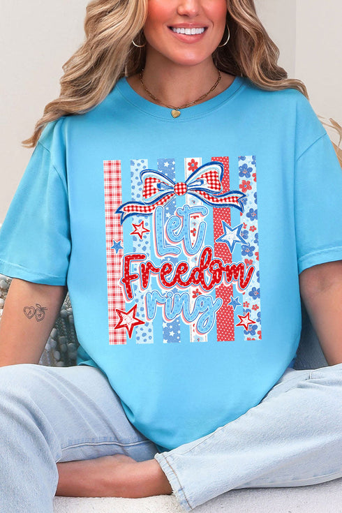 Striped Coquette Let Freedom Ring Comfort Colors Adult Ring-Spun Cotton Tee