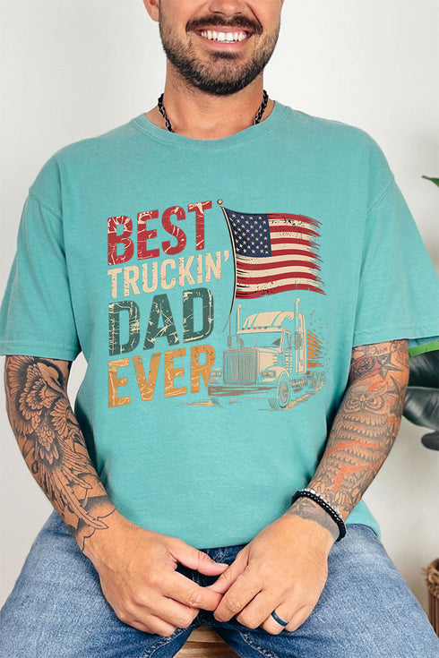 Best Truckin' Dad Ever Comfort Colors Adult Ring-Spun Cotton Tee