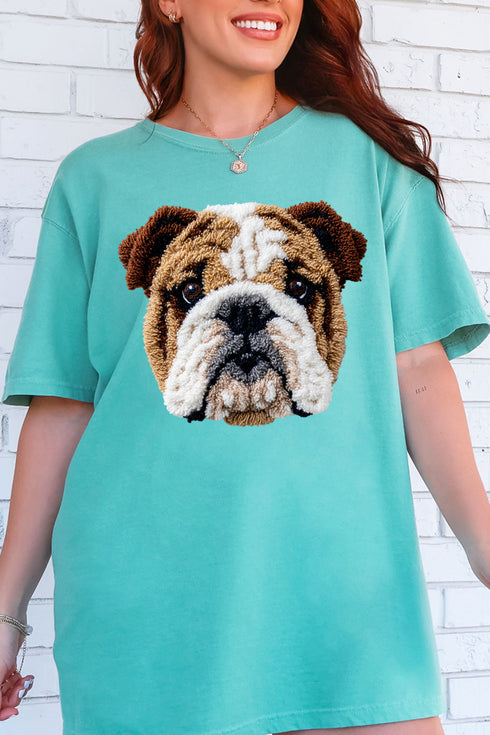 Faux Yarn English Bulldog Comfort Colors Adult Ring-Spun Cotton Tee