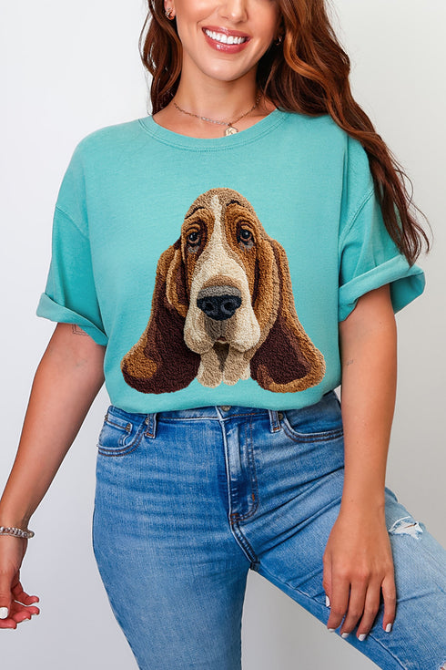 Faux Yarn Basset Hound Comfort Colors Adult Ring-Spun Cotton Tee