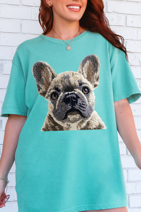 Faux Yarn French Bulldog Comfort Colors Adult Ring-Spun Cotton Tee
