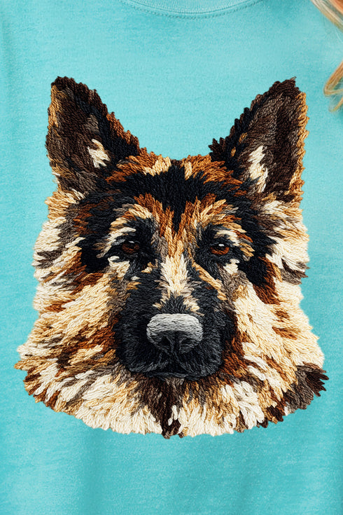 Faux Yarn German Shepherd Comfort Colors Adult Ring-Spun Cotton Tee