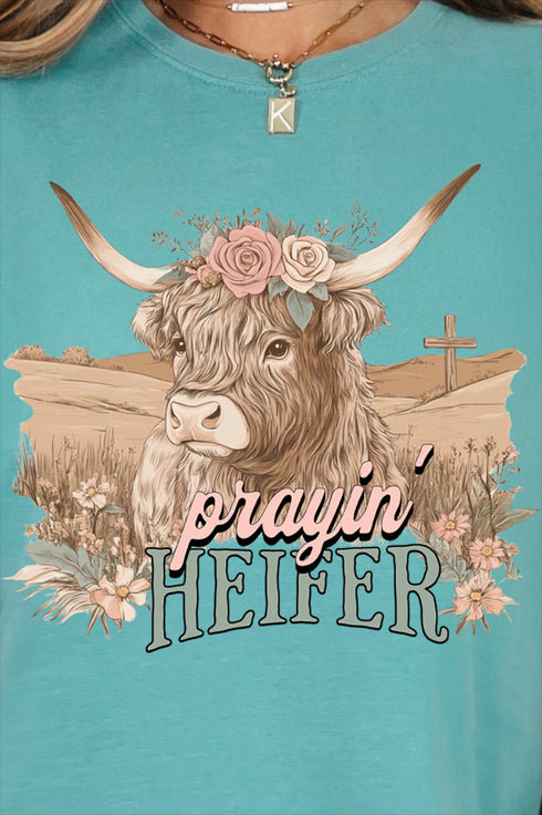 Prayin' Heifer Comfort Colors Adult Ring-Spun Cotton Tee