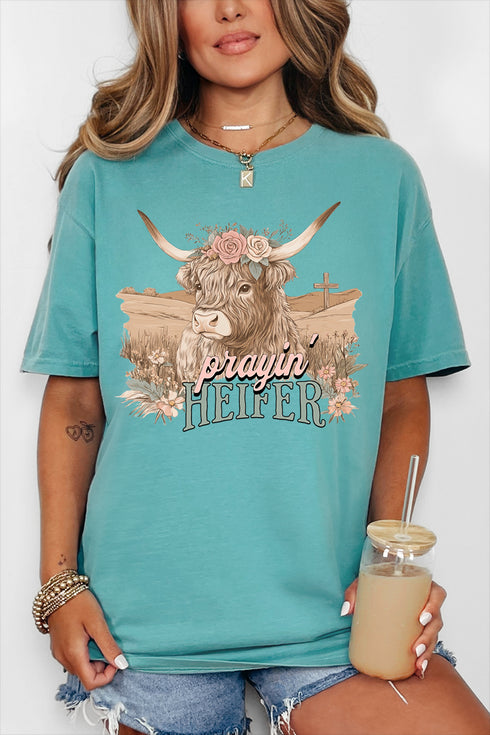 Prayin' Heifer Comfort Colors Adult Ring-Spun Cotton Tee