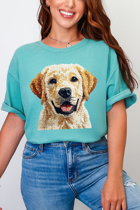 Faux Yarn Yellow Labrador Retriever Comfort Colors Adult Ring-Spun Cotton Tee