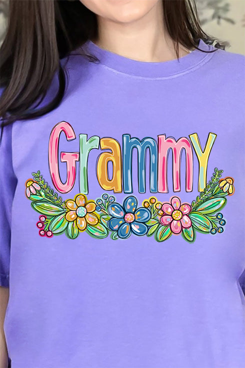 Spring Floral Grammy Comfort Colors Adult Ring-Spun Cotton Tee