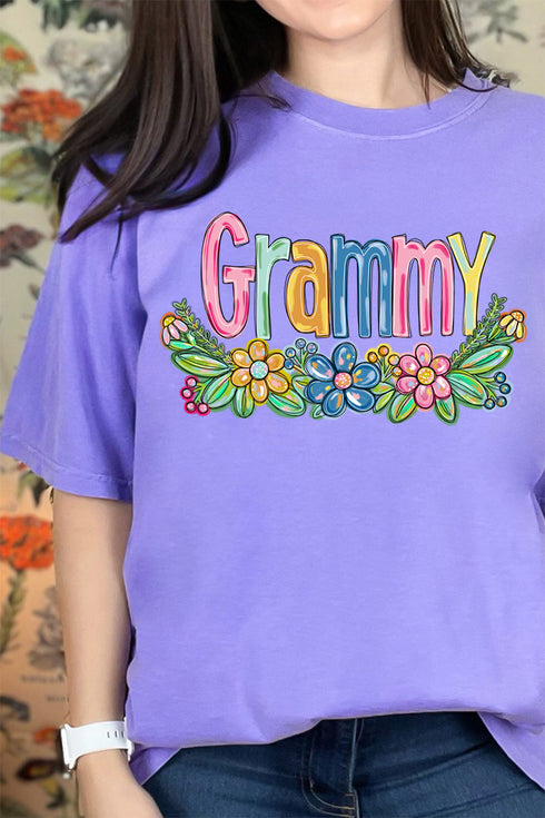 Spring Floral Grammy Comfort Colors Adult Ring-Spun Cotton Tee