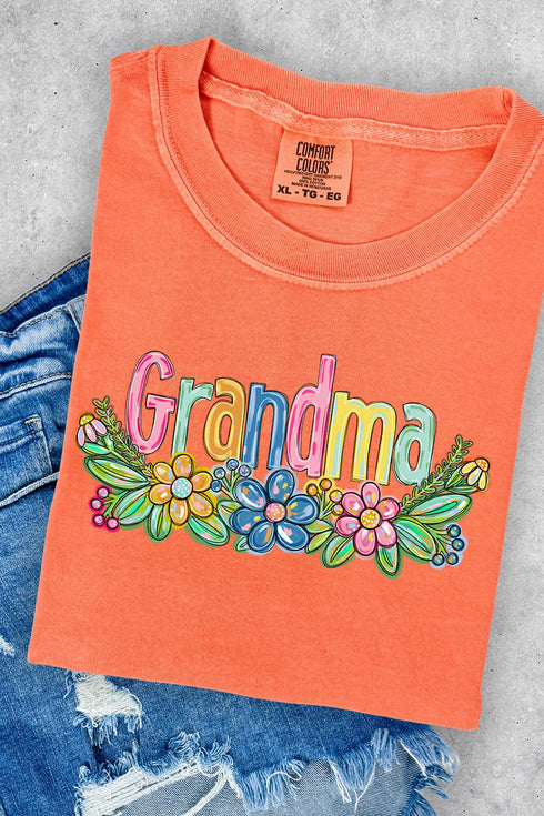 Spring Floral Grandma Comfort Colors Adult Ring-Spun Cotton Tee