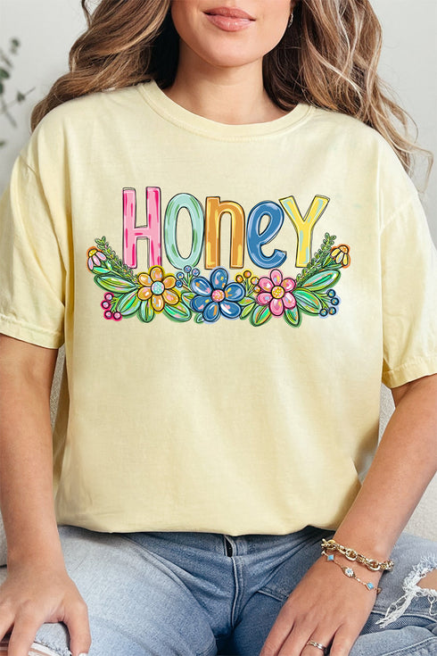 Spring Floral Honey Comfort Colors Adult Ring-Spun Cotton Tee