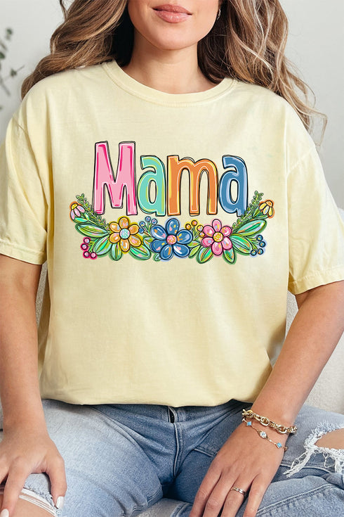 Spring Floral Mama Comfort Colors Adult Ring-Spun Cotton Tee