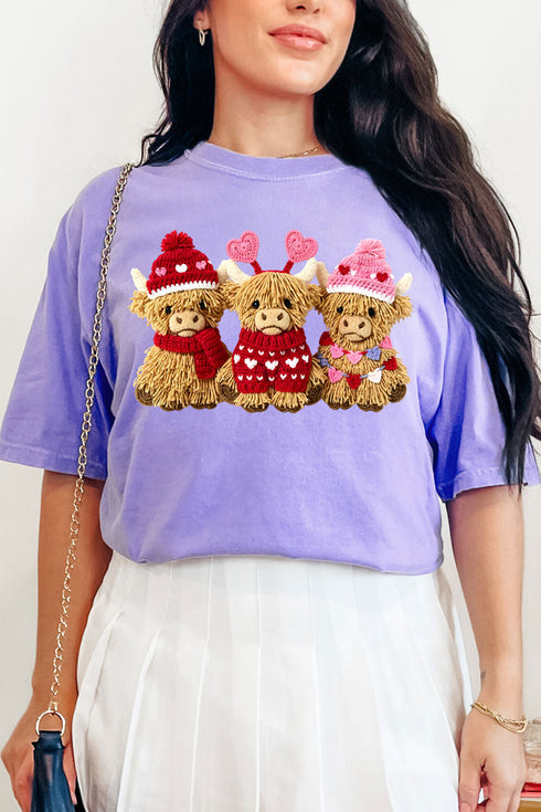 Faux Yarn Highland Hearts Comfort Colors Adult Ring-Spun Cotton Tee