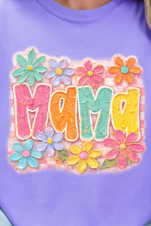 Floral Painted Mama Comfort Colors Adult Ring-Spun Cotton Tee