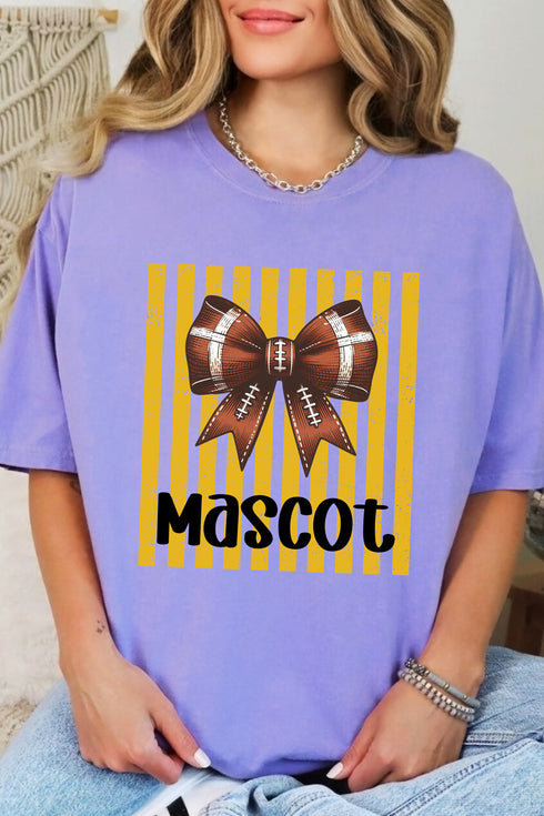 Personalized Yellow Gold Varsity Bow Comfort Colors Adult Ring-Spun Cotton Tee *Enter Mascot Name