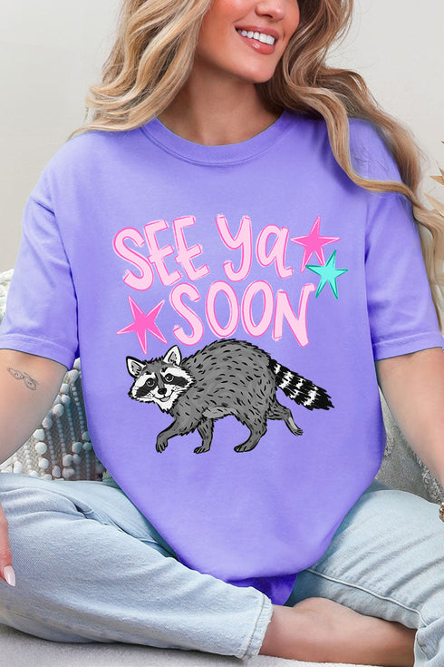 See You Soon Raccoon Full Front & Back Design Comfort Colors Adult Ring-Spun Cotton Tee