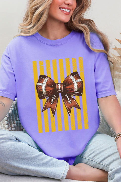 Yellow Gold Varsity Bow Comfort Colors Adult Ring-Spun Cotton Tee