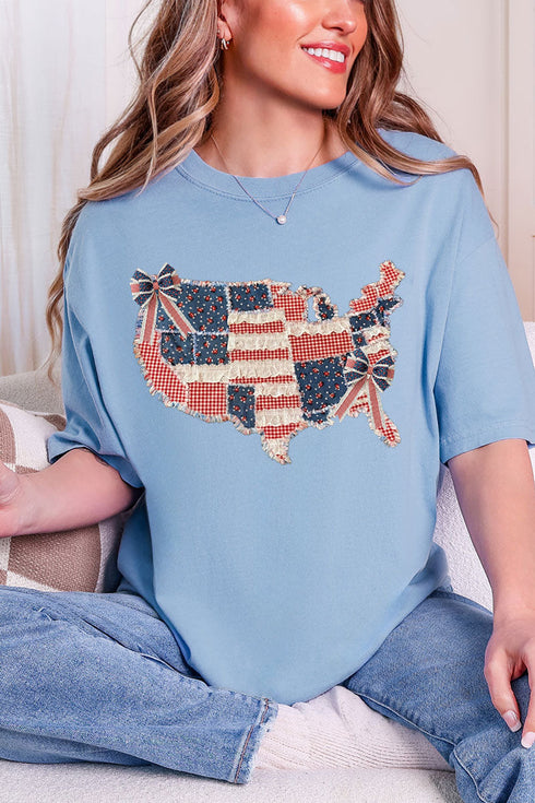 Faux Patchwork USA Map Comfort Colors Adult Ring-Spun Cotton Tee