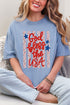Floral God Bless The USA Comfort Colors Adult Ring-Spun Cotton Tee