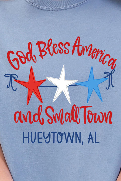 Personalized God Bless America And Small Town Comfort Colors Adult Ring-Spun Cotton Tee